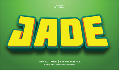 Editable 3D Text Effect "JADE" with Yellow Letters and Green Outline © Dita Dolar