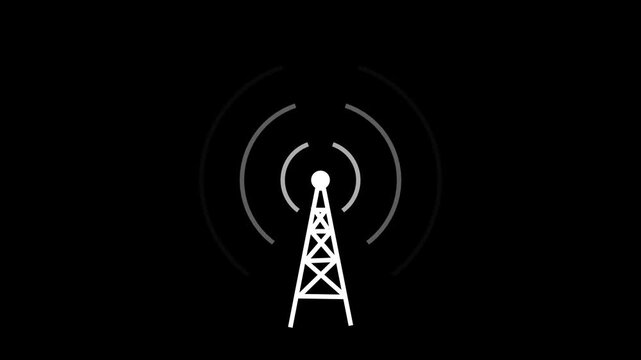 Aerial footage of Cellular antenna Emitting Radiation and radio waves Illustration Visualization of radio waves coming out from a Cellular antenna 4k video.