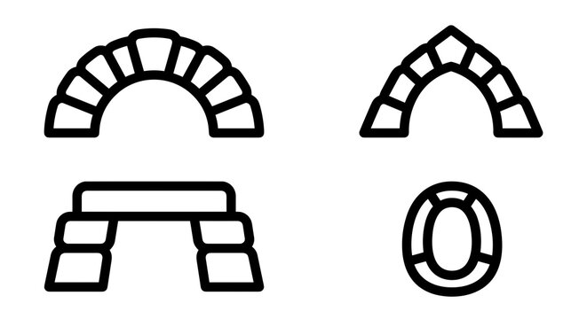 Rock arch icons showing various stone masonry styles and silhouettes