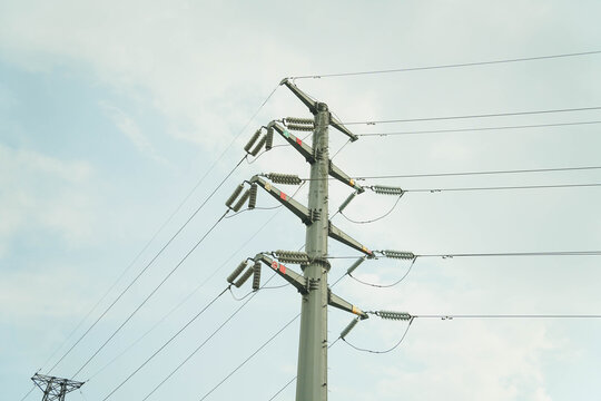 Utility Power Pole over cloudy Sky