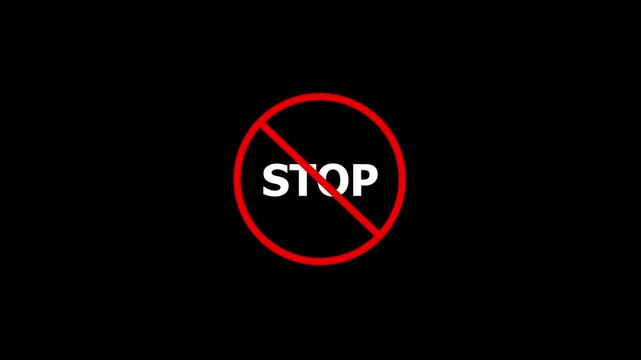 Abstract Red Stop Circle Outline Animation on Black Background with Minimal Geometric Motion Graphics
