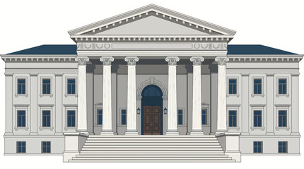 Obraz premium Classical Neoclassical Government Building Facade with Grand Pillars and Stately Architecture