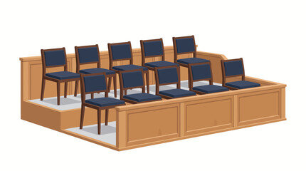 Obraz premium Empty Wooden Jury Box with Rows of Chairs in a Courtroom Setting for Legal Proceedings