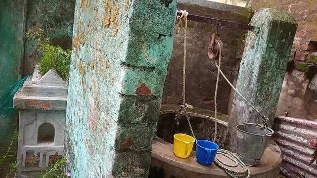 Rainfall Over a Traditional Village Well in Rural India | Mansoon or a Rainy day 