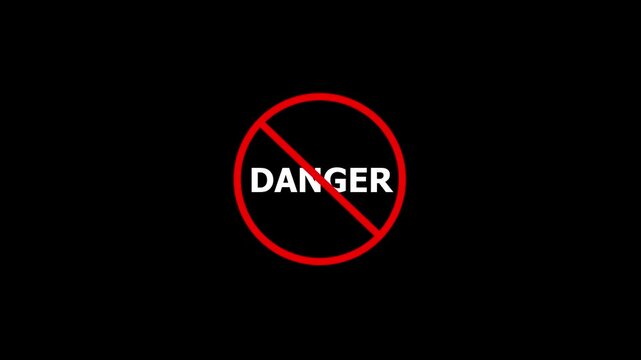Abstract Red Danger Circle Outline Animation on Black Background with Minimal Geometric Motion Graphics