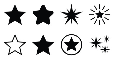 Minimalist star icon variations set, premium vector line art bundle for digital marketing, clean geometric horizontal stars graphic designs for creative branding projects isolated on white b © ArtMint