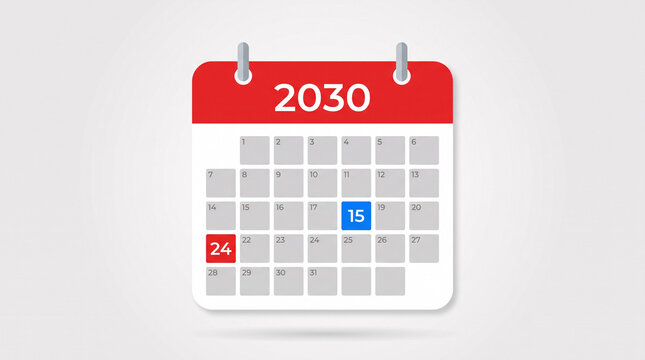 Calendrier de l&rsquo;ann&eacute;e 2030 illustrant la planification &agrave; long terme