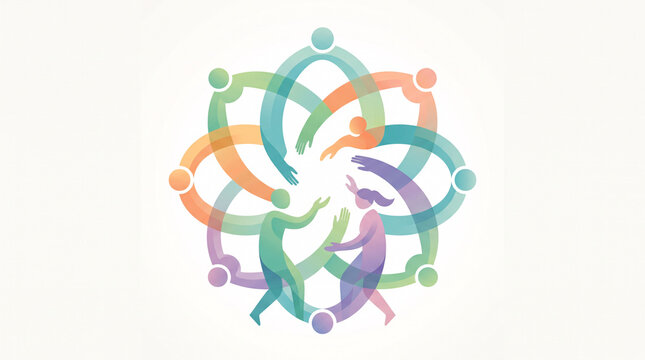 Illustration circulaire de mains color&eacute;es symbolisant l&rsquo;entraide et la communaut&eacute;