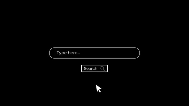 interactive search input ui animation with mouse click and typing.