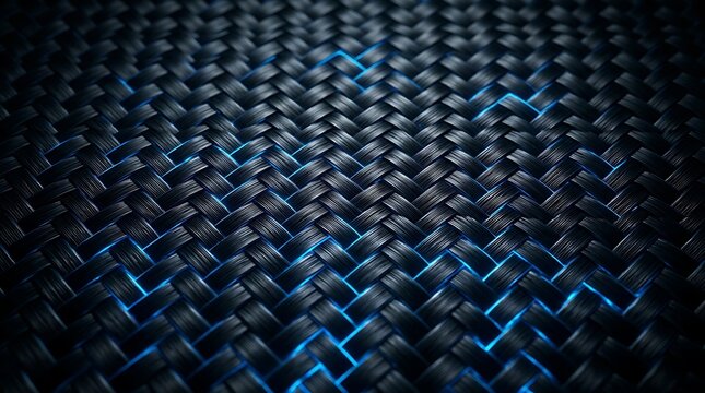 Carbon fiber texture with blue illumination abstract tech background