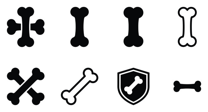 Minimalist bone icon variations set, premium vector line art bundle for digital marketing, clean geometric horizontal bones graphic designs for creative branding projects isolated on white b