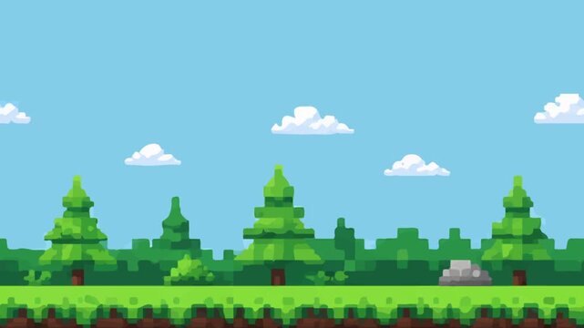 Pixel Art Forest Game Background Scrolling Loop