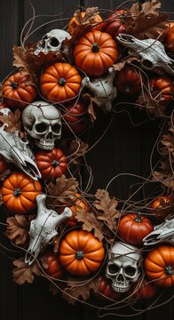Autumn's macabre embrace: a chilling harvest wreath.