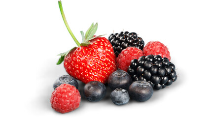 fruit, berry, food, raspberry, berries, isolated, strawberry, blueberry, healthy, raspberries, strawberries, blueberries, PNG on Transparent background © Anshra 
