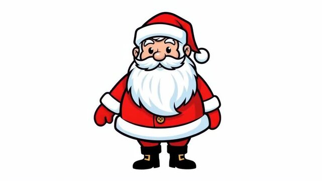 A cheerful cartoon santa claus waving hello with a friendly smiling expression