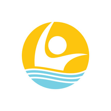 design of a person swimming in wavy water