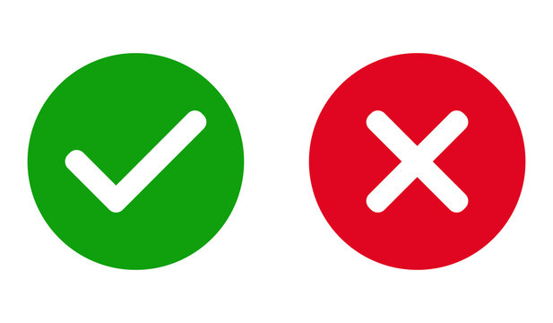 tick and cross buttons