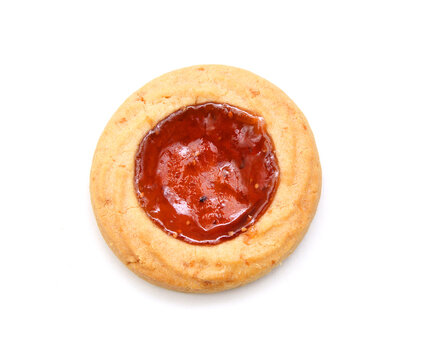 Cookies with jam closeup isolated on a white