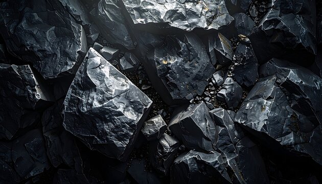 Large chunks of dark gray stone.