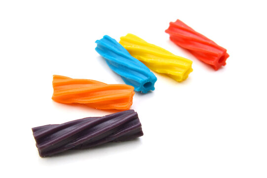 Bright colorful Licorice Candy shaped like a twisted rope