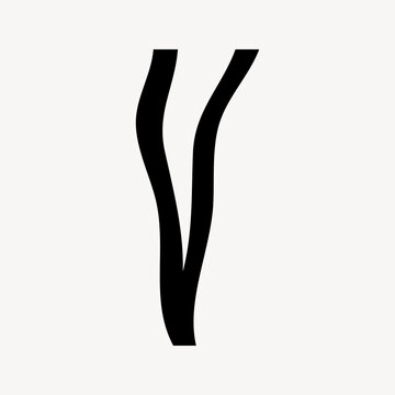 Letter V in black distort font illustration