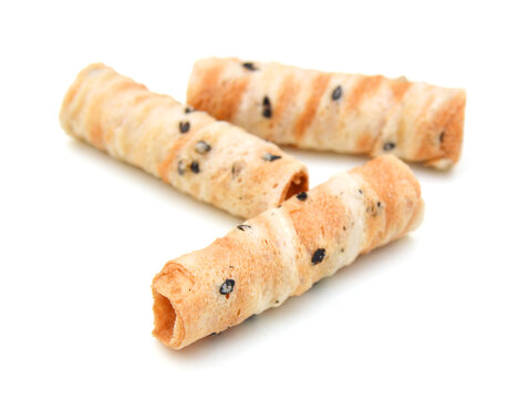 Waffle rolls isolated on white background 