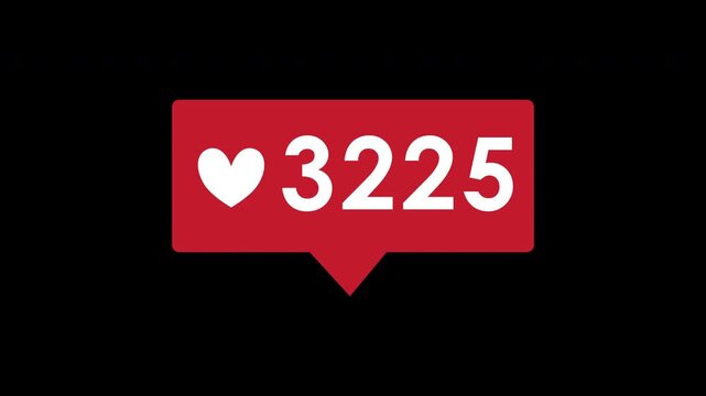 Likes count rising to 9999. Animated social media like counter increasing