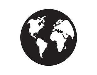 Black and White World Globe Map Icon Vector © ROBINCHANDRA