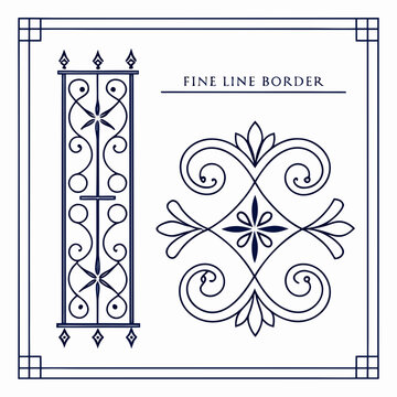 Fine line border collection featuring elegant swirls and decorative framing elements for luxury invitation cards and stationery layouts isolated on white background with sophisticated artistic flair.