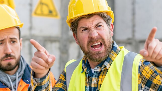 Construction Workers Engaged in Heated Discussion