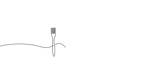 Formal Table Setting Plate Knife And Fork Continuous Line Art Animation For Hospitality