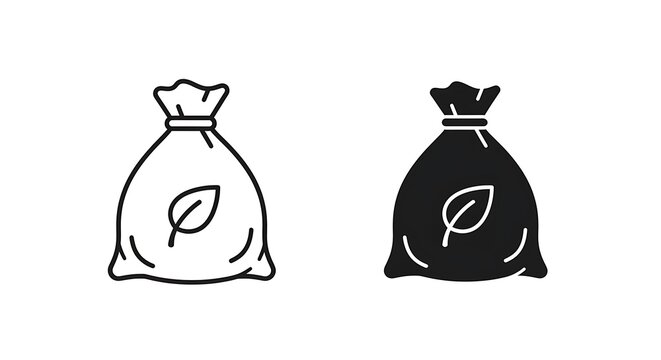 Eco friendly sack icon set, organic product bag, vector illustration