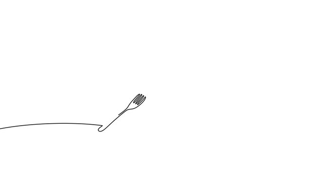 Chef Hat With Spoon And Fork Continuous Line Art Animation For Culinary Concept