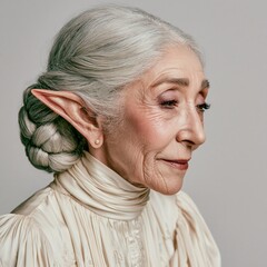 Fototapeta premium Elegant Portrait of an Elderly Woman