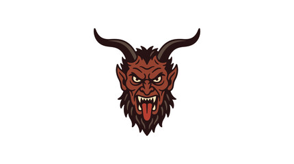 Fototapeta premium Scary Devil Face with Horns and Tongue Out, Cartoonish Halloween Monster