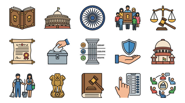 Symbols of Democracy and Governance in India Illustrated