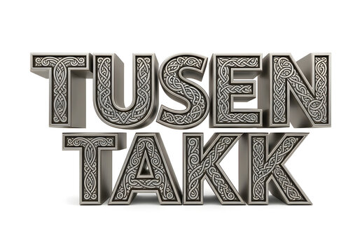 Tusen Takk, Norwegian Expression of Gratitude, Thank You in Norwegian, Scandinavian Typography, Cultural Phrase, Nordic Language