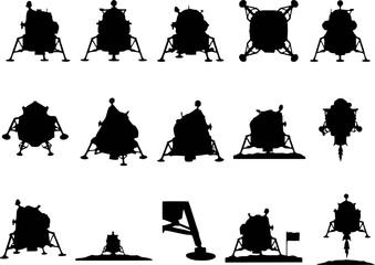 Lunar lander module silhouettes vector icon set isolated © raccoontail