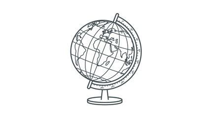 Fototapeta premium A detailed illustration of a globe standing on a base shows world map