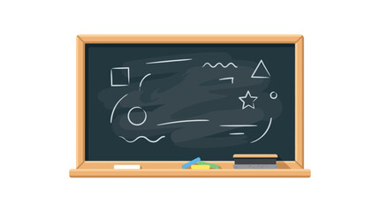 Fototapeta premium School Blackboard Icon with Chalk Shapes and Doodles