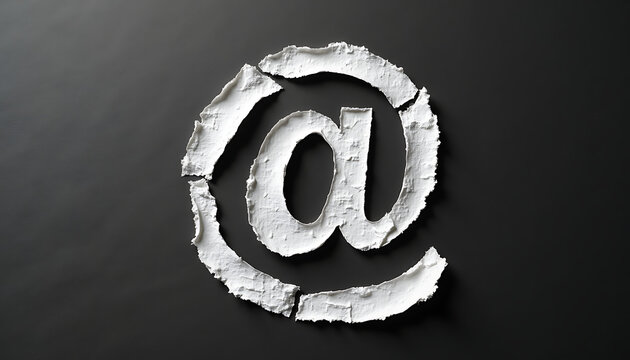 At symbol on cracked paper texture background illustration perfect for email address icon and digital communication concept.