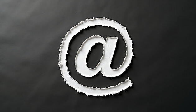 Clean at symbol on dark textured background perfect for email address icon and digital communication concept art.