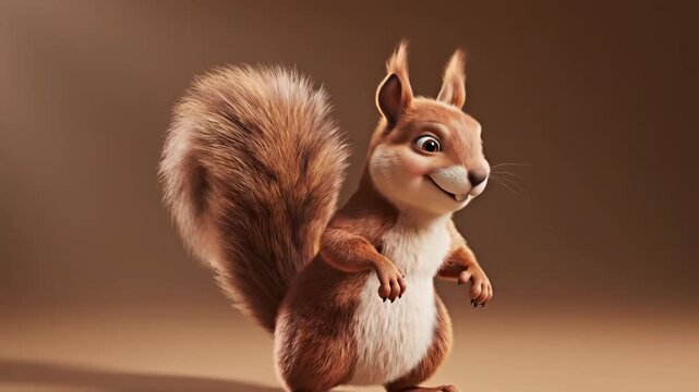 Adorable Squirrel Standing on Hind Legs Against, Ideal for Nature Documentaries and Wildlife Educational Content.