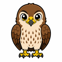 Fototapeta premium Cute cartoon hawk illustration isolated on a white background in colorful flat vector style