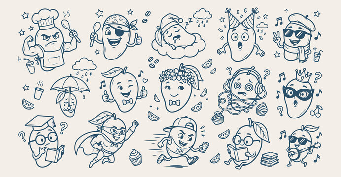 Funny ghost characters doodle background, Halloween party line art pattern, spooky spirit sketch illustration, horror celebration seamless texture, cute monsters icon set, night fantasy elements wallp