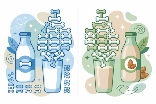 Calcium Nutrition Infographic Comparing Dairy and Almond Milk