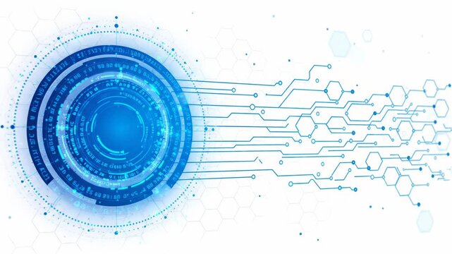 Futuristic hud interface with circuit board lines isolated on white background