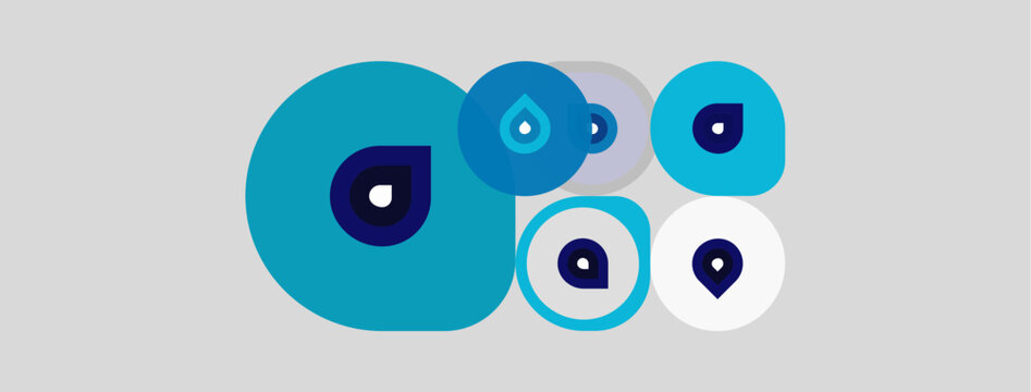 Blue eyes, varying sizes, centered on gray background. Minimalist design, symbolic protection against evil eye superstition.