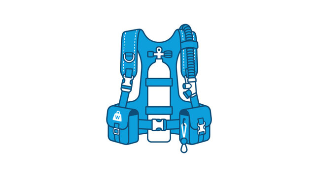 Blue scuba diving buoyancy control device BCD vest icon.