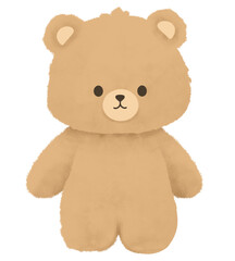 Fototapeta premium A cute brown teddy bear toy standing alone in a white environment